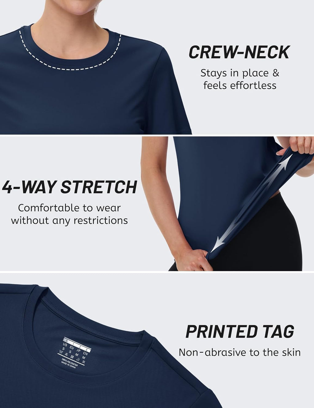 TACVASEN Women's Short Sleeve Workout Shirts UPF 50+ Sun Protection Quick Dry Athletic Tops for Running Gym Tee