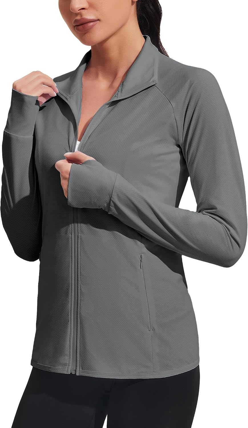 COOrun Women's UPF 50+ Jackets Sun Protection Golf Athletic Jackets Lightweight Full Zip Long Sleeve Shirts with Pockets