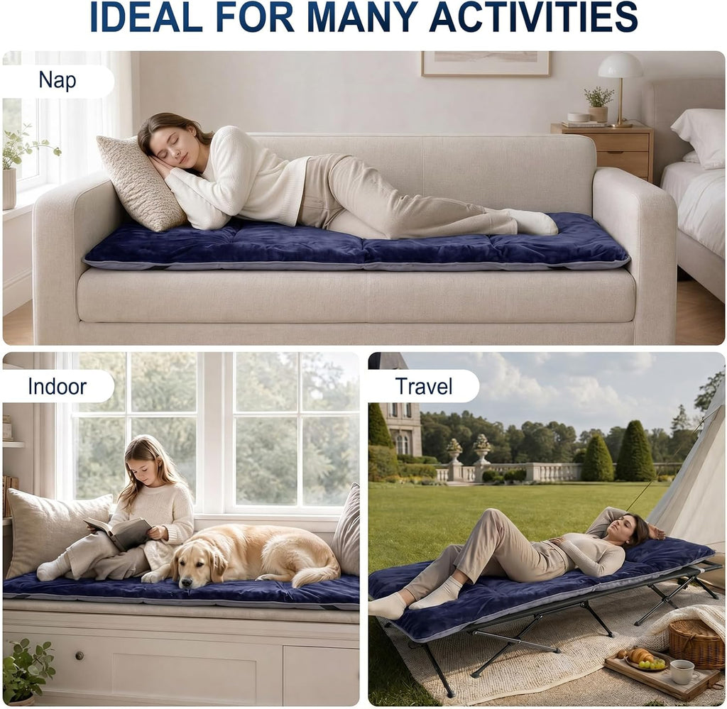 SWTMERRY Cot Mattress Topper - Quilted Cot Pads for Camping, Soft Comfortable Sleeping Cot Mattress Pad Only, Camping Pad 75"x28" for Camp Cot/Rv Bunk/Narrow Twin Bed