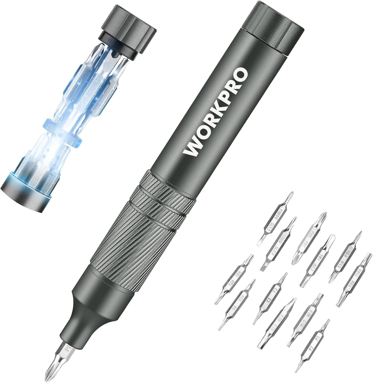 WORKPRO 24 in 1 Multi Bit Mini Screwdriver Set Magnetic, Grey