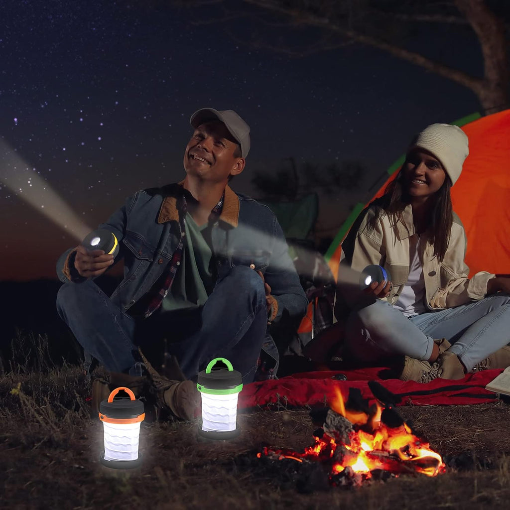 Retisee 4 Pcs Collapsible LED Camping Lantern Battery LED Operated Camping Lantern Lights Lantern Flashlight Portable Lamp Camping Accessories for Emergency Power Outage Hiking Tent Outdoor, 4 Colors