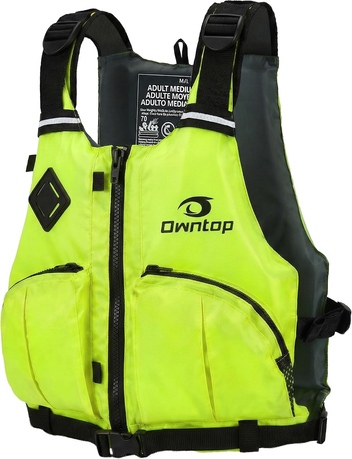 Owntop Women & Men Swim Vest for Kayaking & Paddle Sports, Adjustable Swimming Vest for Adult, Large Armhole Swim Jacket with Waist Strap for Fishing & Boating