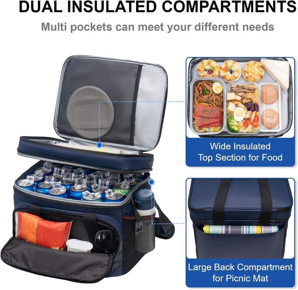 EVERFUN Small Cooler Bag 24 Can Double Deck Waterproof Insulated Lunch Box