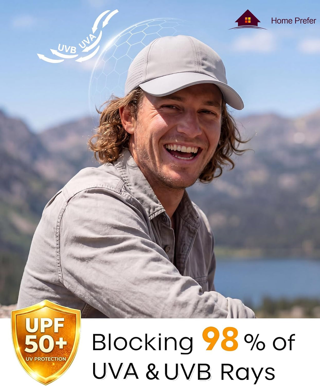 Home Prefer Reflective Water Repellent Quick Dry Airy UPF50+ Sun Hat for Men Women Outdoor Sports Baseball Caps Unisex