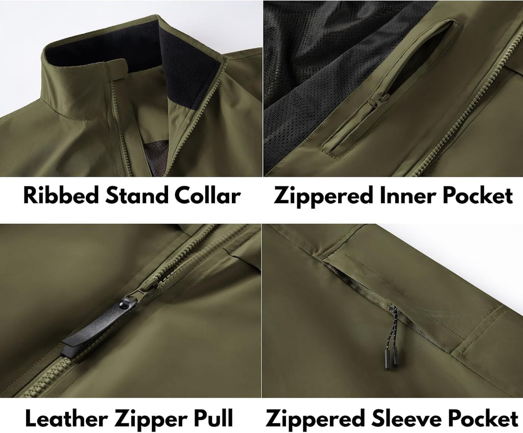 COOFANDY Mens Lightweight Bomber Jackets Stand Collar Windbreaker Softshell Jacket Zip Up Coat for Fall Outdoor