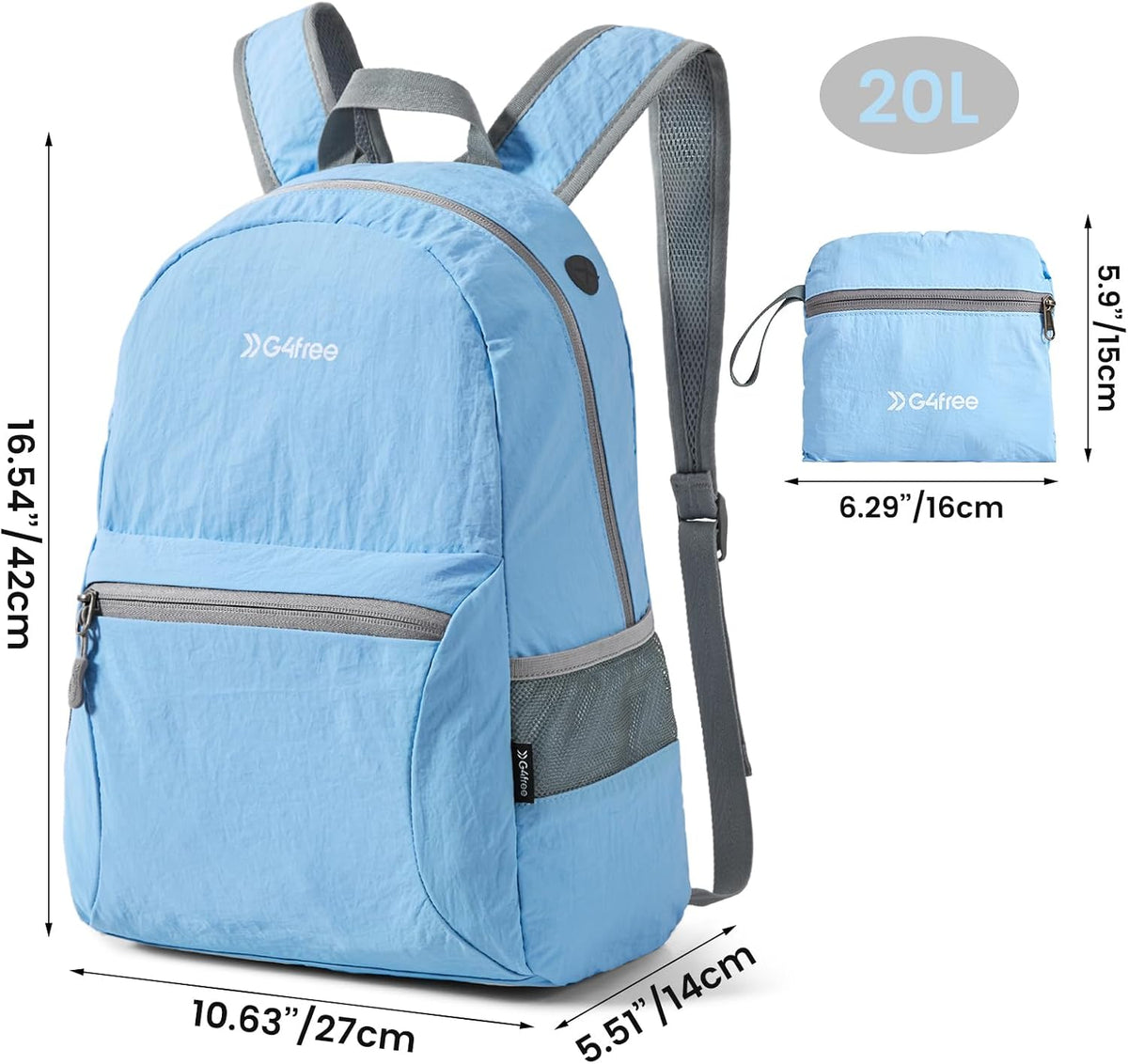 G4Free 20L Small Packable Travel Hiking Backpack for Men Women