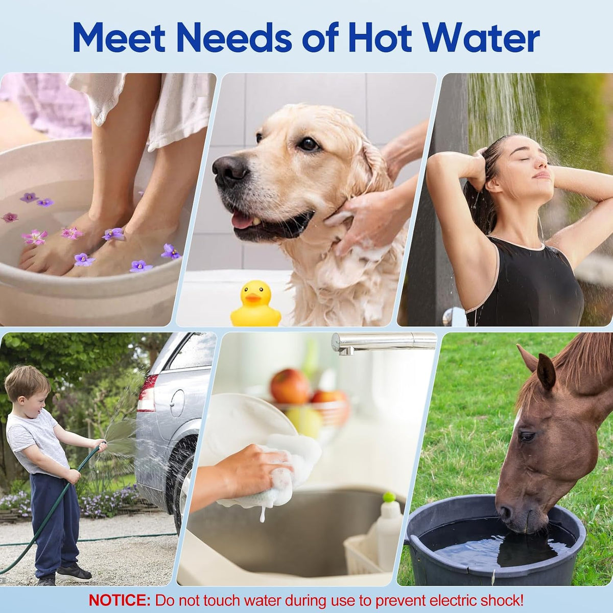 6000mAh Portable Shower for Camping with 2000W Immersion Water Heater – Rechargeable Camp Shower Pump, 4-Mode Filtered Head, LED Display, Outdoor Camping Shower Kit for Travel, Pets & Car Washing