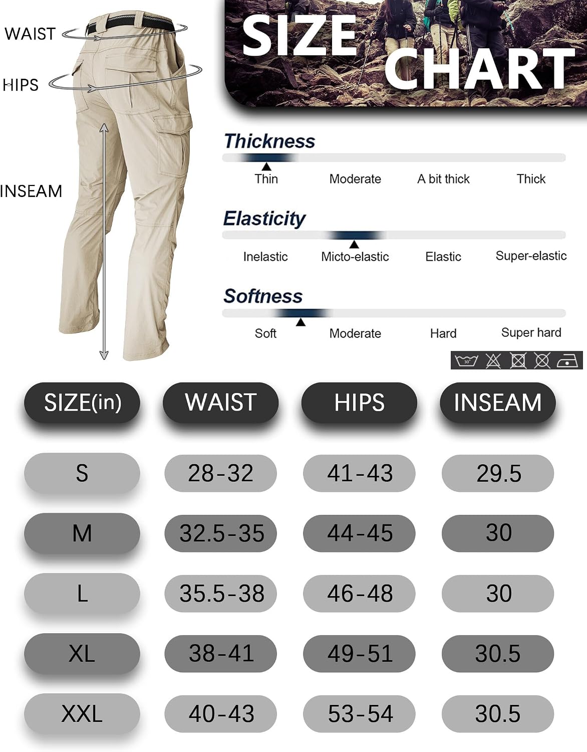 Men's Cargo Work Hiking Pants Lightweight Water Resistant Quick Dry Fishing Travel Camping Outdoor Breathable Multi Pockets