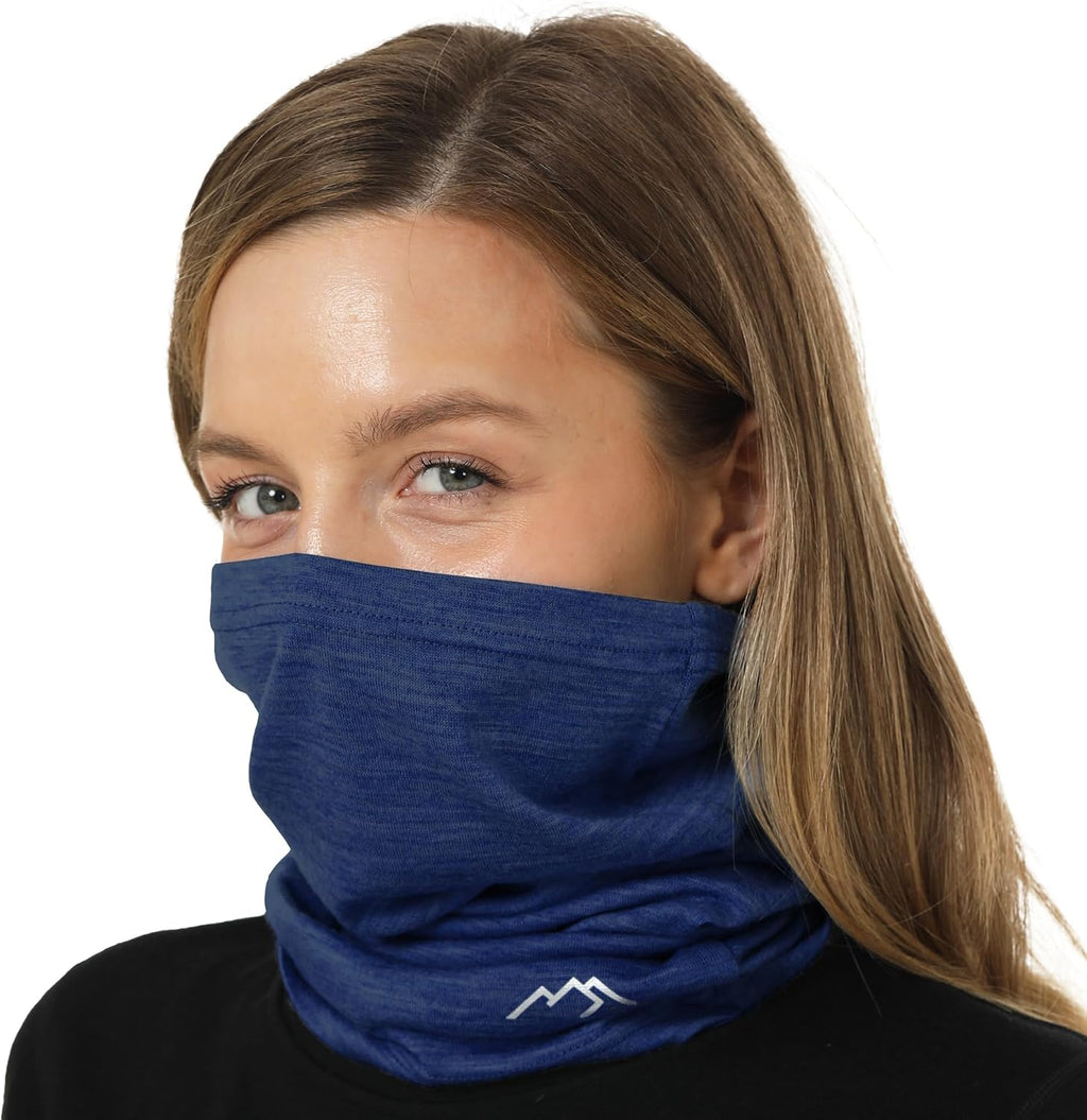 100% Merino Wool Neck Gaiter, 17.5um Face Mask, Unisex Neck Warmer 1-2 Pack