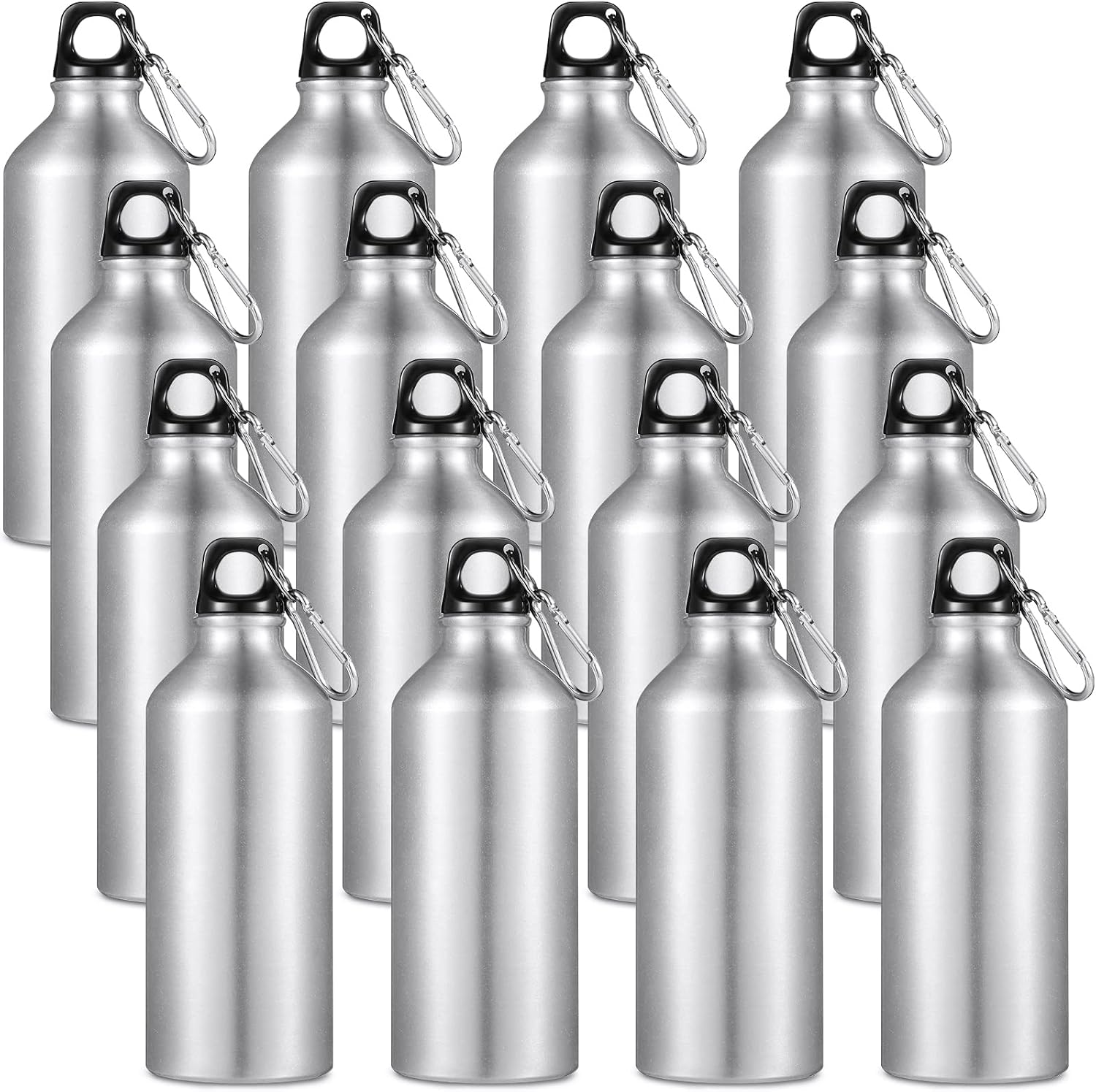 CHENGU 16 Pack Aluminum Water Bottles, 20 oz, Sports Water Bottles, Silver