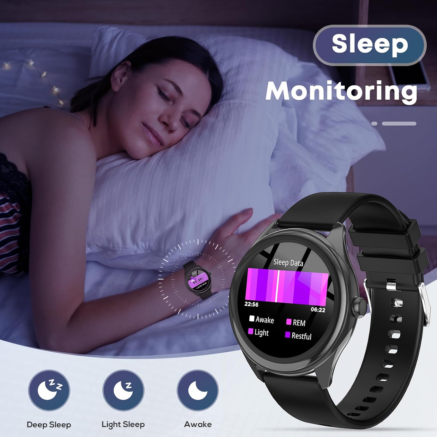 Smart Watch for Men, 1.39" HD Touchscreen Smartwatch with 120 Sports Modes, AI Voice Assistant, Heart Rate/Sleep Monitor, Bluetooth Call & Music Control Fitness Watch for iPhone/Android (Black)