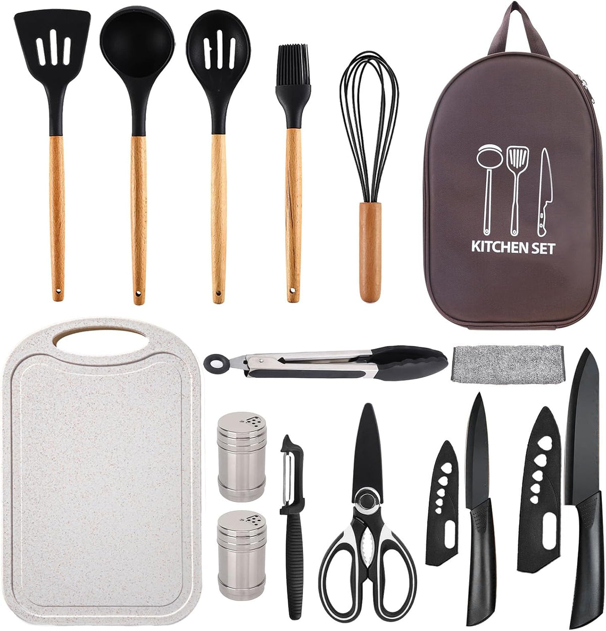 Silicone Camping Cooking Set Car Camping Essentials Cooking Kitchen Set, RV Camping Cookware Must Haves Gifts Camping Cooking Essentials, Camp Cooking Set for Travel Hiking Picnic