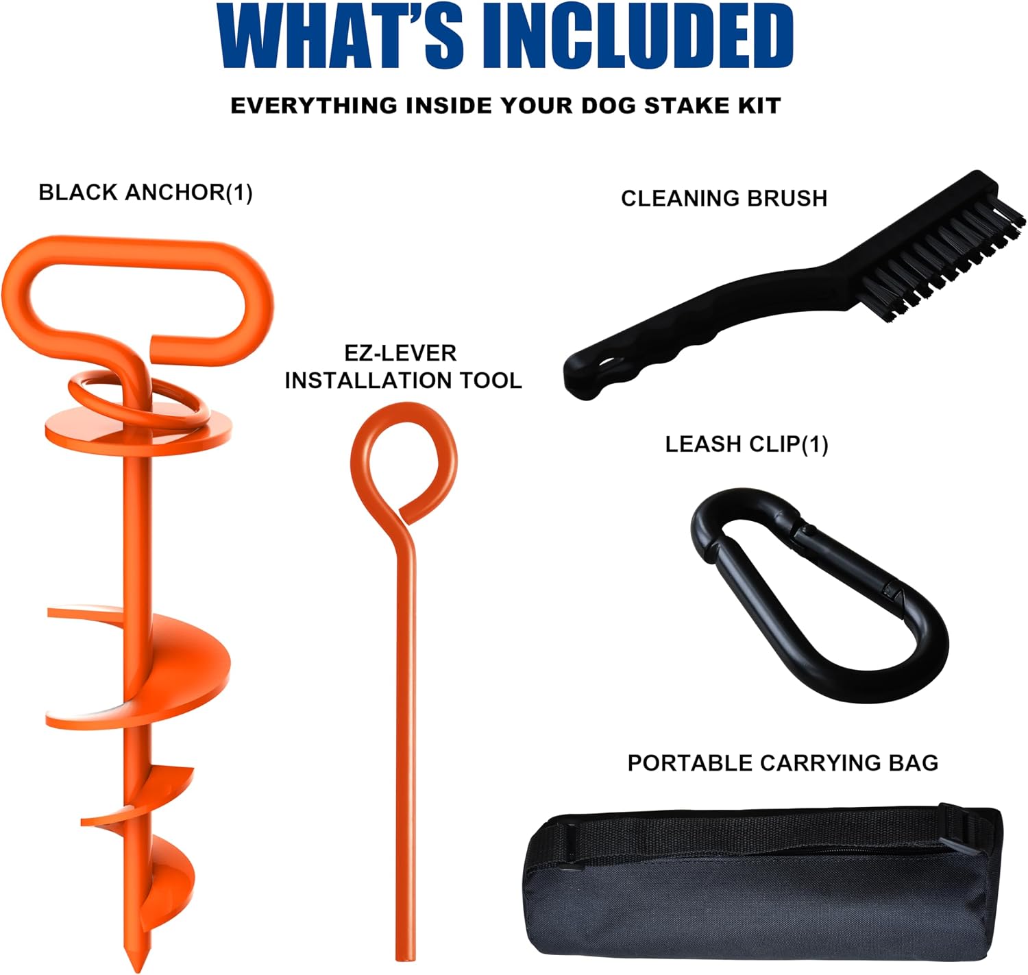 Eurmax USA Heavy Duty Dog Tie Out Stake, No-Tangle In Ground Anchor Runner for Large Dogs up to 210 Lbs - Perfect for Yard, Beach and Camping (Orange)