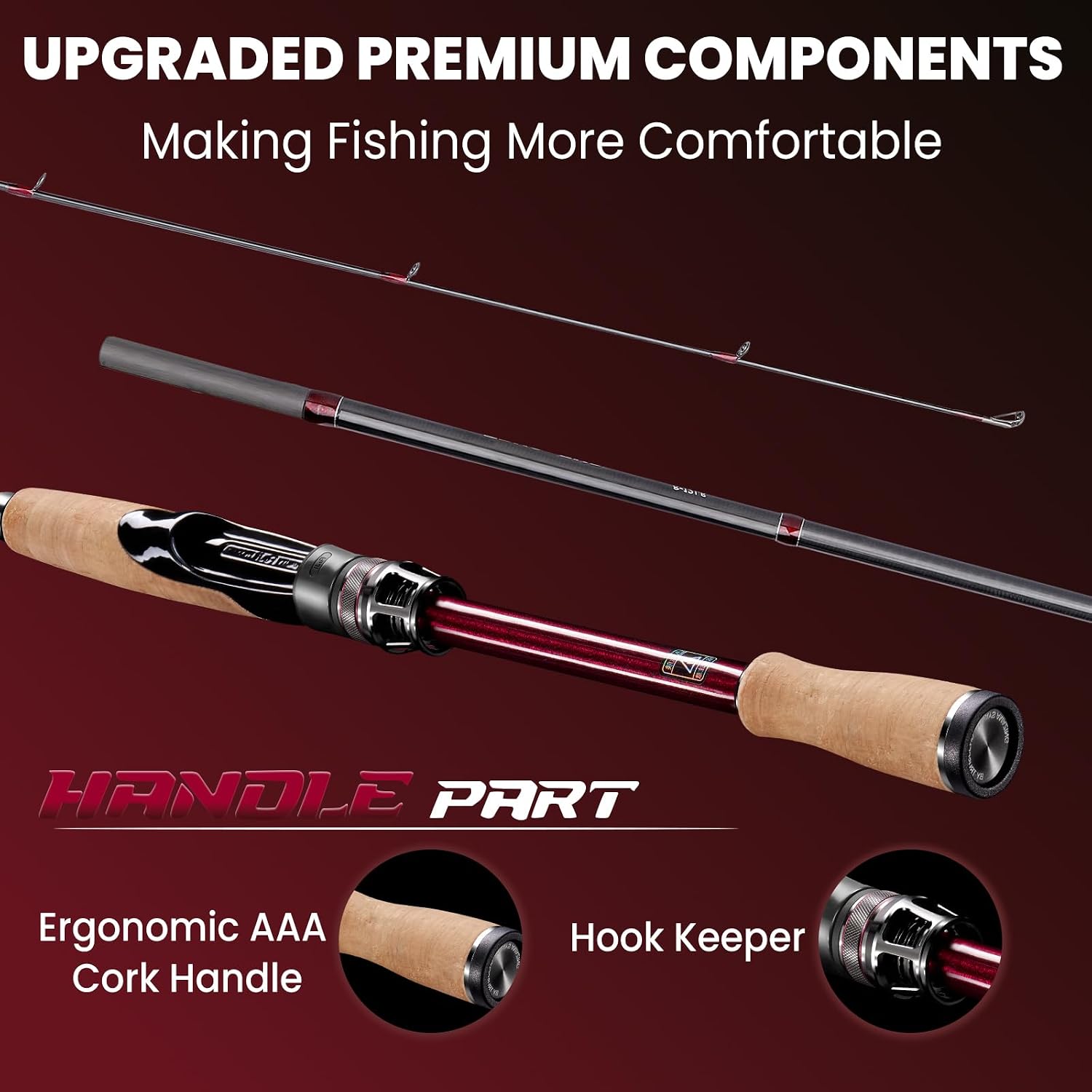 TRUSCEND Craz Easy Control Spinning Fishing Rods, 1-Piece Performance Multi-Piece Travel Rod, High Strength & Sensitive Backbone, Tough Fishing Rod with Toray Carbon, Fuji A Ring & K Guide