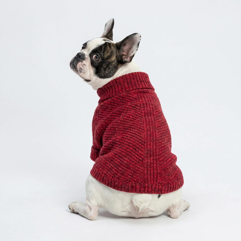 Fitwarm Knitted Turtleneck Dog Sweater, Thermal Dog Winter Clothes for Small Dogs Boy Girl, Holiday Pet Outfit, Heather Dark Red, Medium