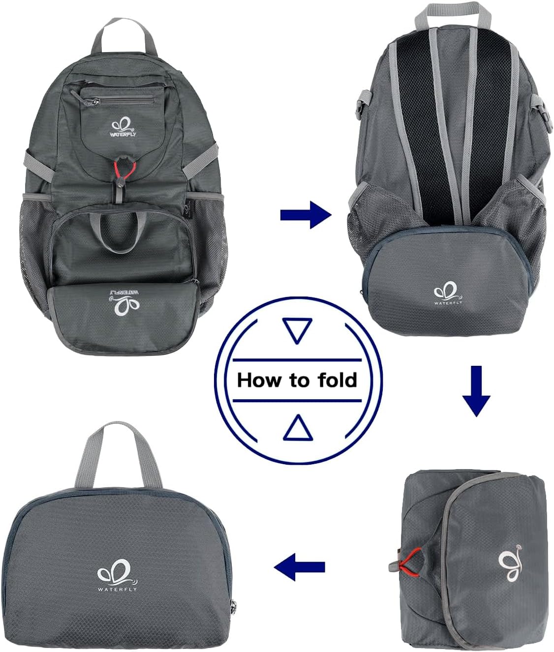 WATERFLY Small Lightweight Packable Backpack: 20l Hiking Daypack Man Woman