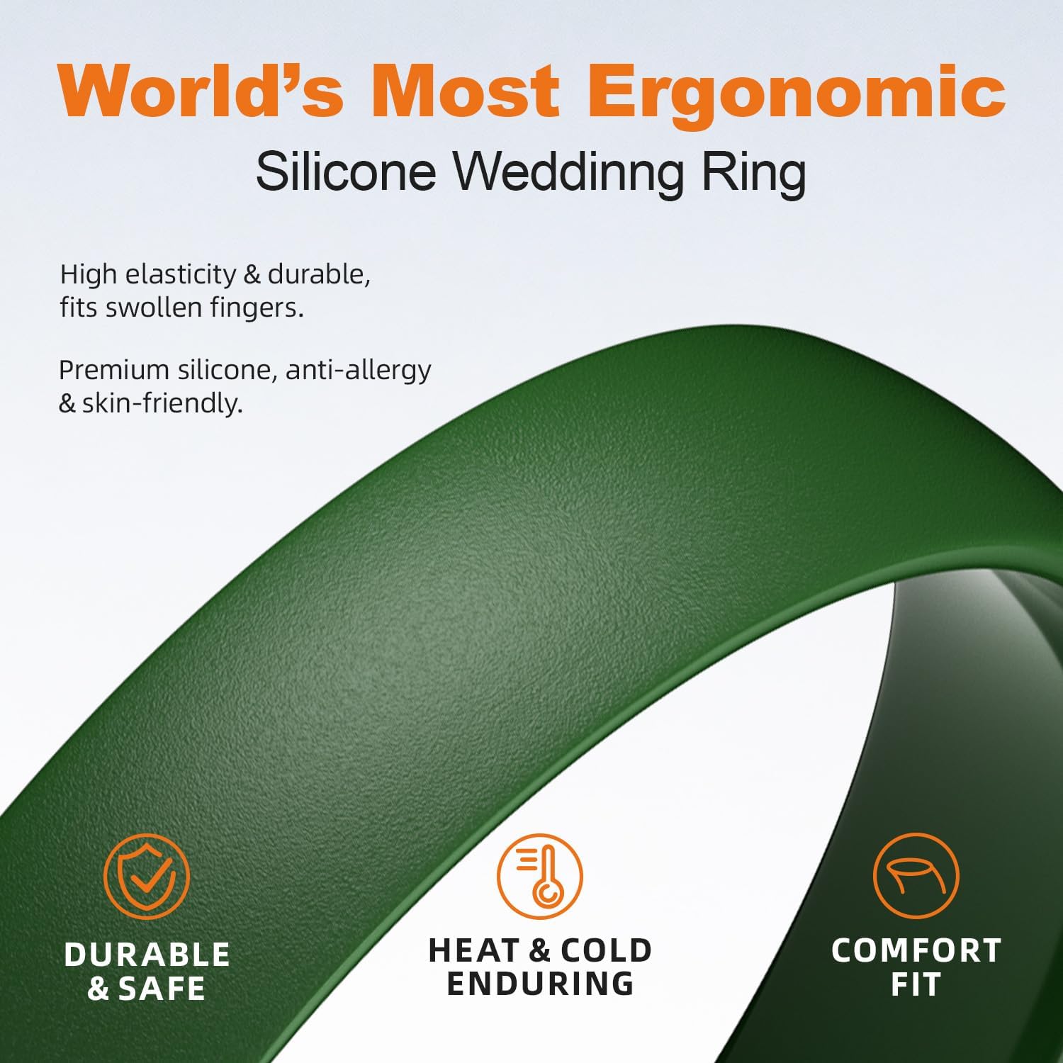 Egnaro Unisex Silicone Wedding Ring for Men & Women 4/5mm Wide 1.65mm Thick