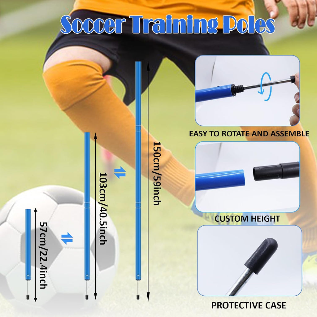 Vztipki Speed & Agility Training Equipment-20ft Agility Ladder, 6 Poles, 12 Soccer Cones, Resistance Parachute, Jump Rope, Soccer Football Basketball Sport Training Set for Kids Youth Adults