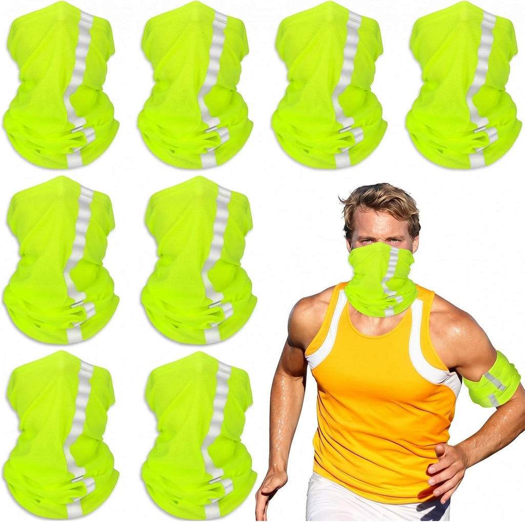 SATINIOR 8 Pack Reflective Neck Gaiters UV Protection Cooling Face Masks