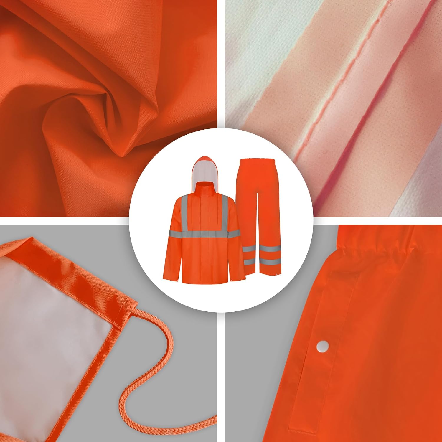 TCCFCCT High Visibility Rain Gear for Men - Waterproof High Vis Jacket & Pants, Class 3 Hi Vis Coat - Rain Suits for Men's Work & Outdoors, 4XL-5XL Orange WP