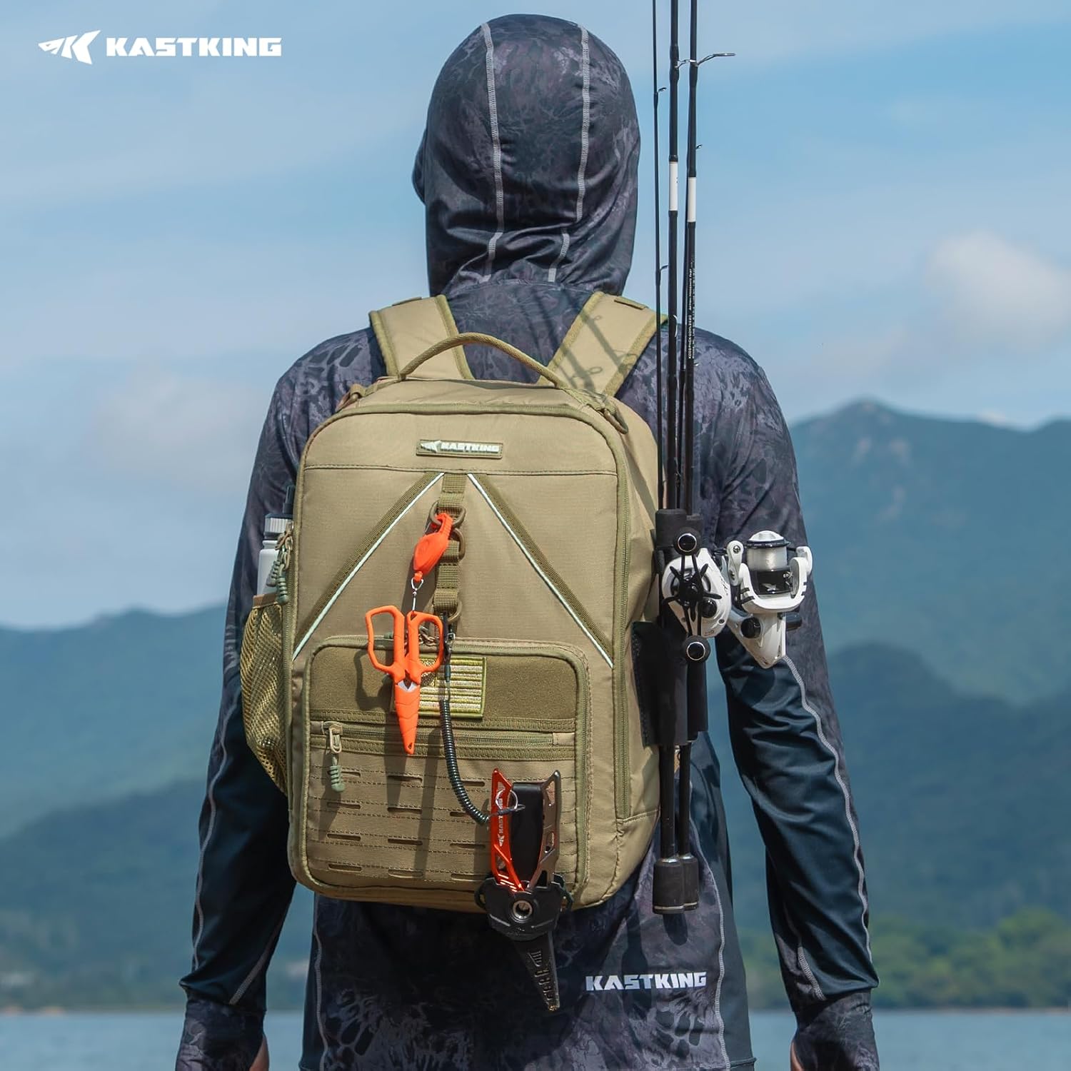 KastKing KastMate Fishing Backpack With 2 Rod Holders, Khaki