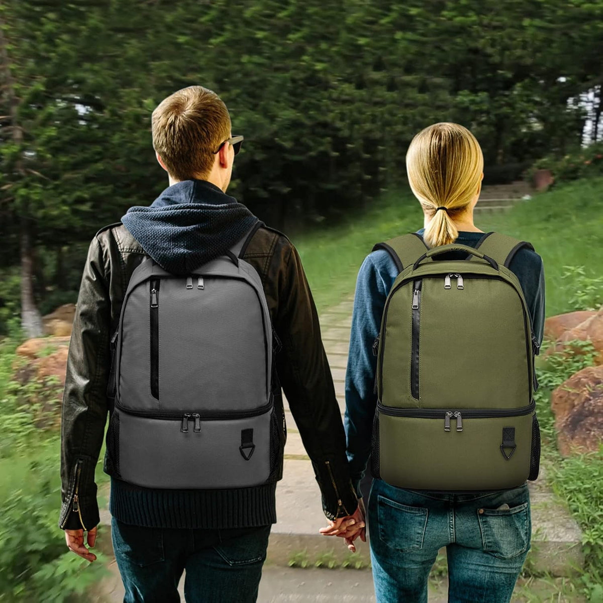 TUGUAN Dual Compartment Cooler Backpack Insulated 16Cans Lunch Box Backpack