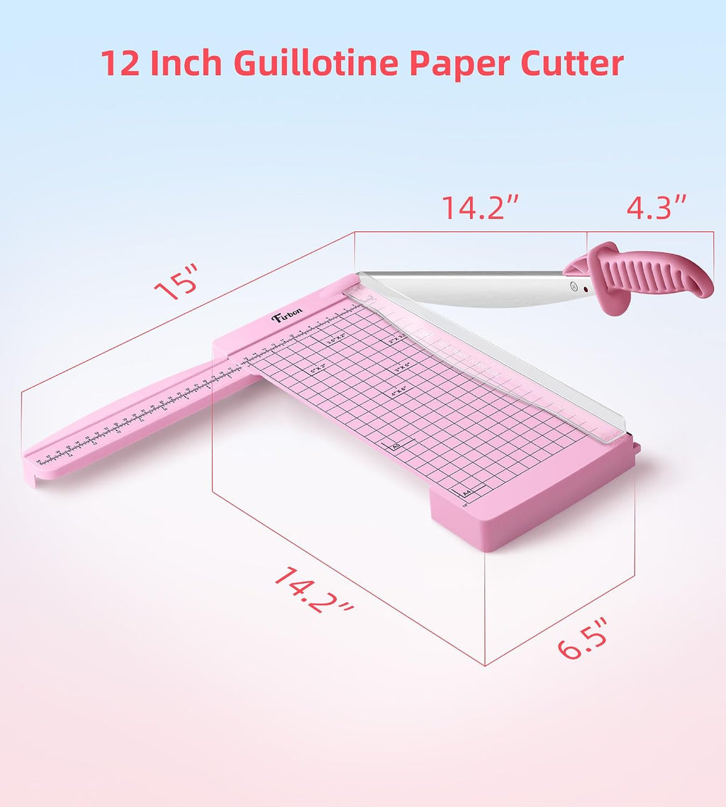 Firbon 12" Guillotine Paper Cutter with Hidden Ruler, Compact Paper Trimmer