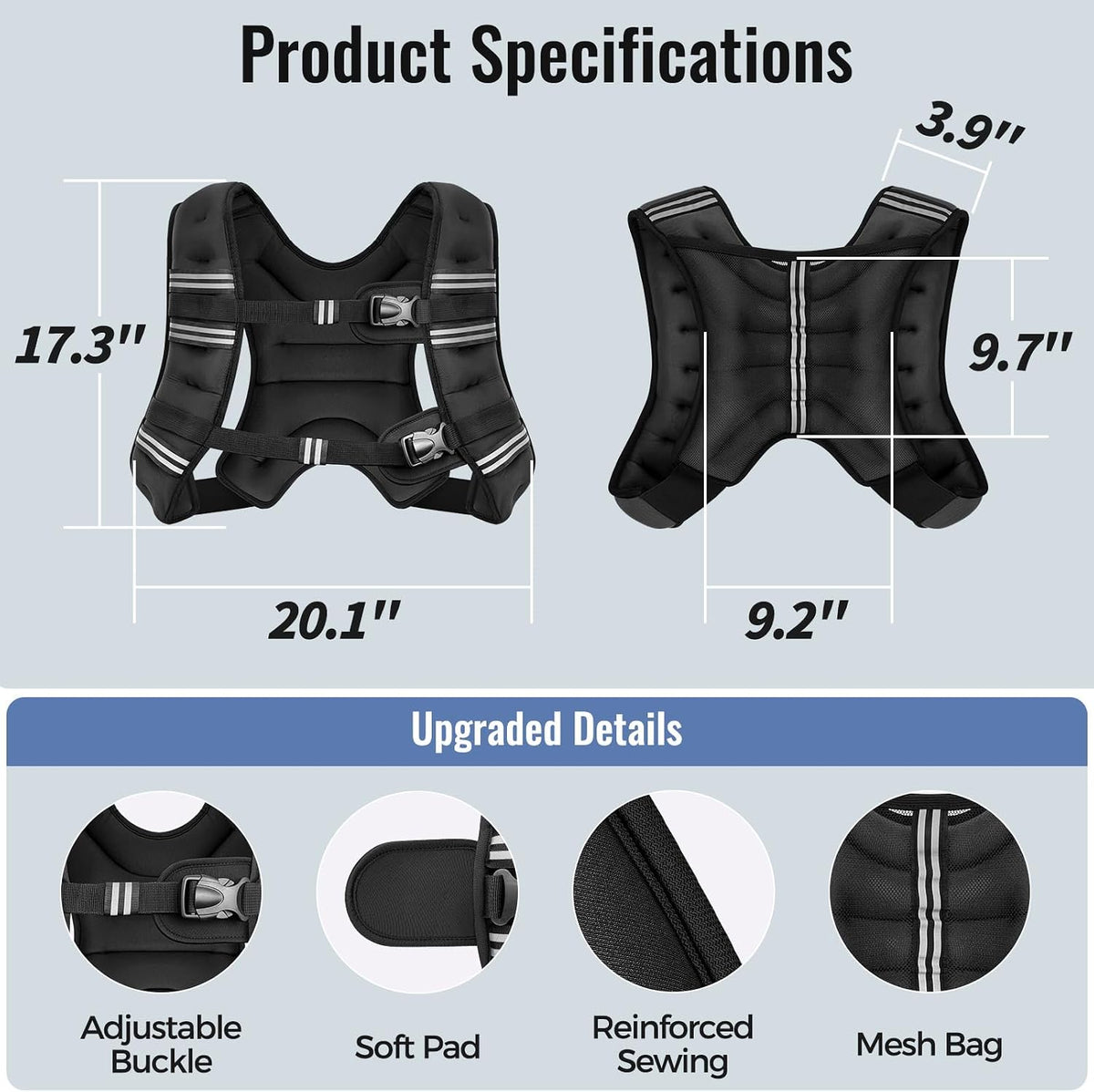 Zeerun Weighted Vest, 6/8/10/12/15/18/20/24/30LB for Men Women