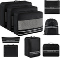 9 Set Packing Cubes Luggage Packing Organizers for Travel Accessories Space Saving Travel Bags for Carry On, Lightweight Mesh Zipper, Clothes, Shoes, Laundry and Shoe Bag, Suitcases (BLACK)
