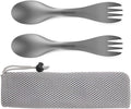 OUTXE Titanium 2 in 1 Fork and Spoon Combo 2-Pack Ultra Lightweight Camping Utensil, Eco-Friendly Spork for Backpacking, Hiking, Outdoors