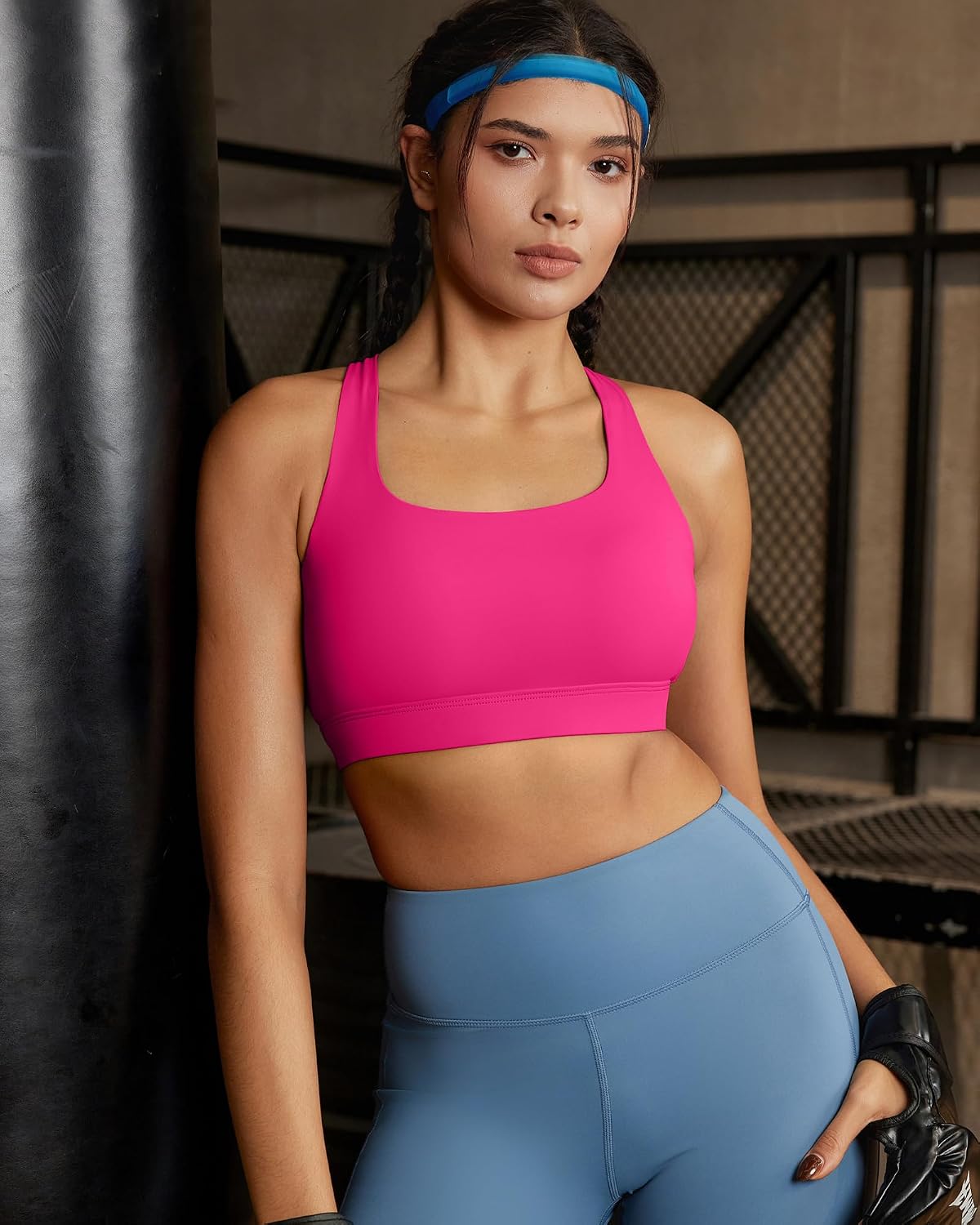 RUNNING GIRL Sports Bras for Women,Crisscross Back High Impact Sports Bra with Hook Closure Workout Supportive Bra