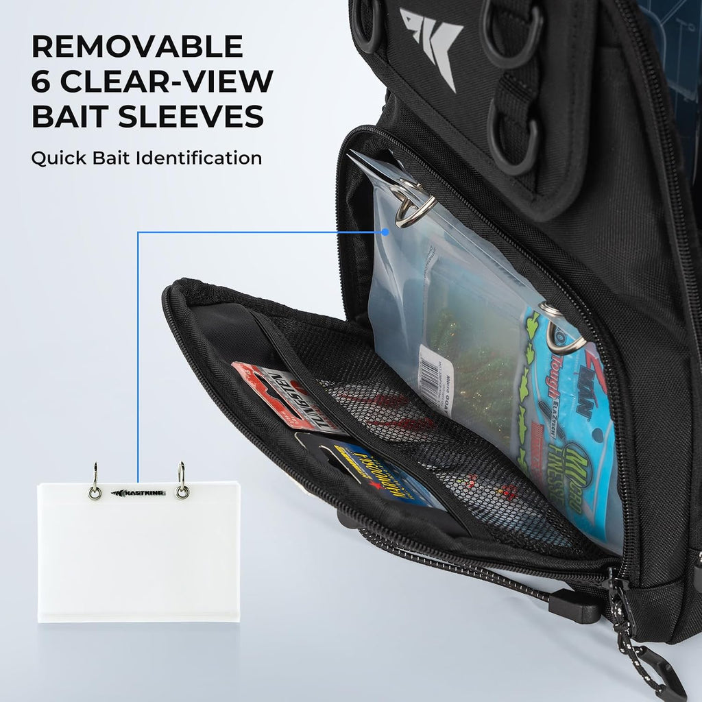 KastKing BaitSpace Fishing Sling Bag, Fishing Backpack with Rod Holder