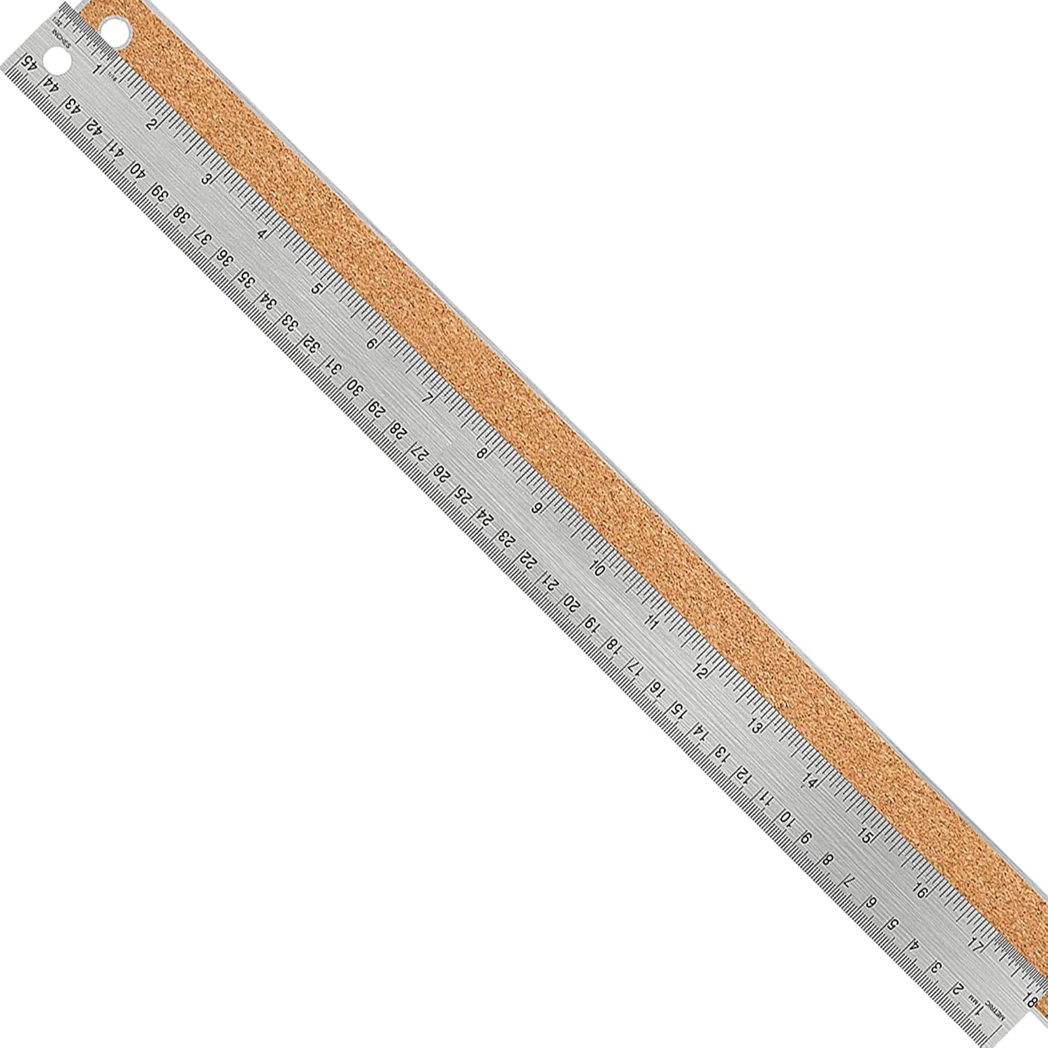 Metal Ruler 24 Inch, Non-Slip Cork Backing, Ink Bleed-Resistant Edge, 2 Pcs
