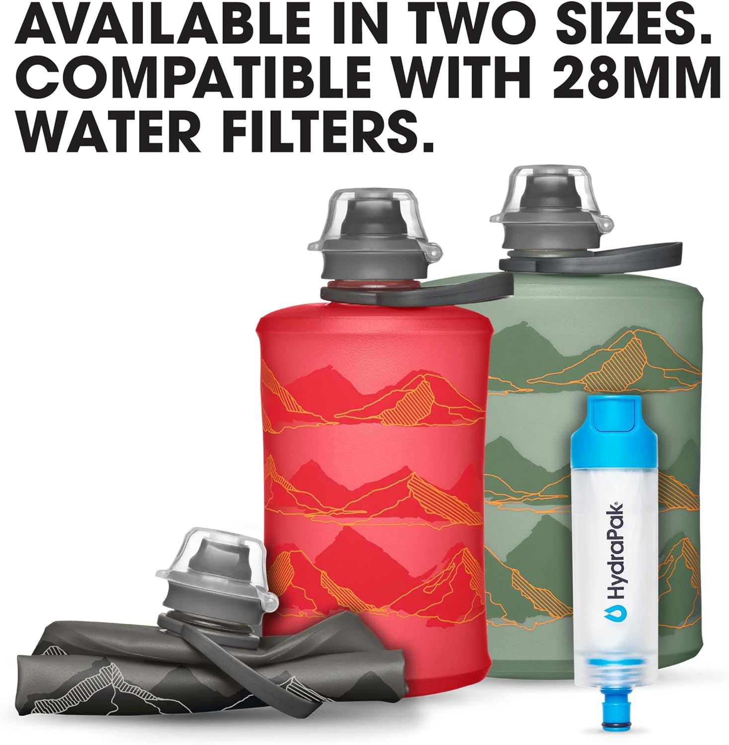 HydraPak Stow Collapsible Water Bottle (500ml, MTN Redwood)