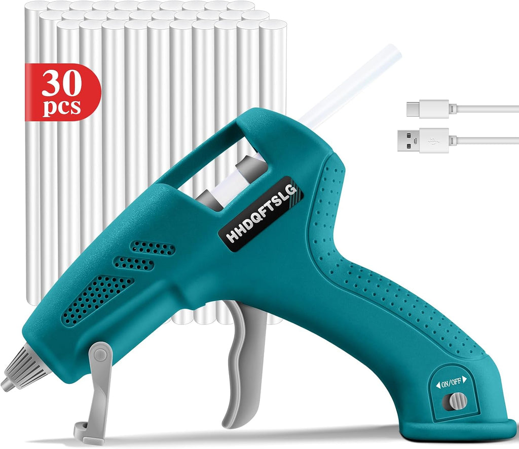 Cordless Hot Glue Gun Kit with 30 Sticks, Fast Heating 2.6Ah Rechargeable