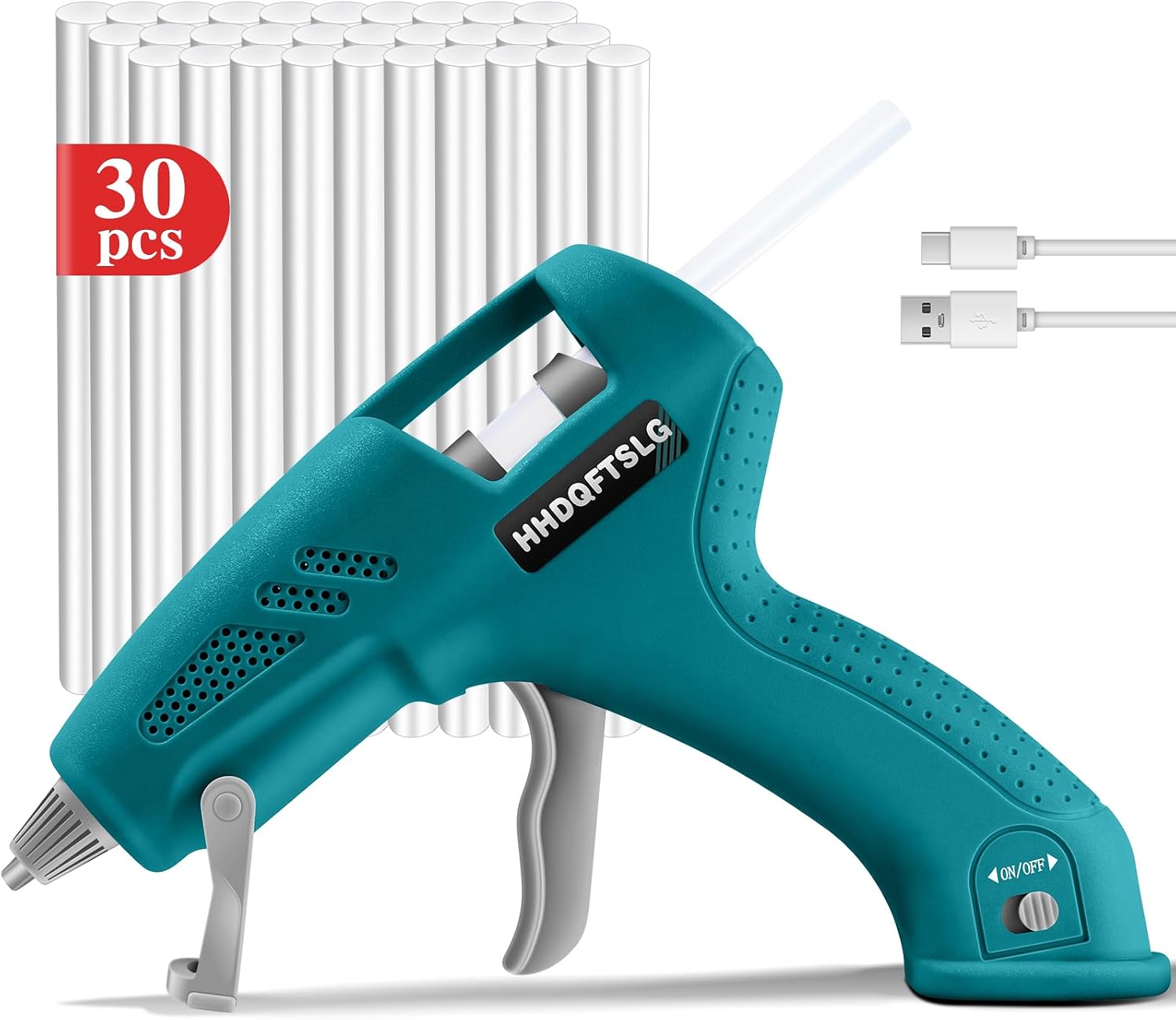Cordless Hot Glue Gun Kit with 30 Sticks, Fast Heating 2.6Ah Rechargeable