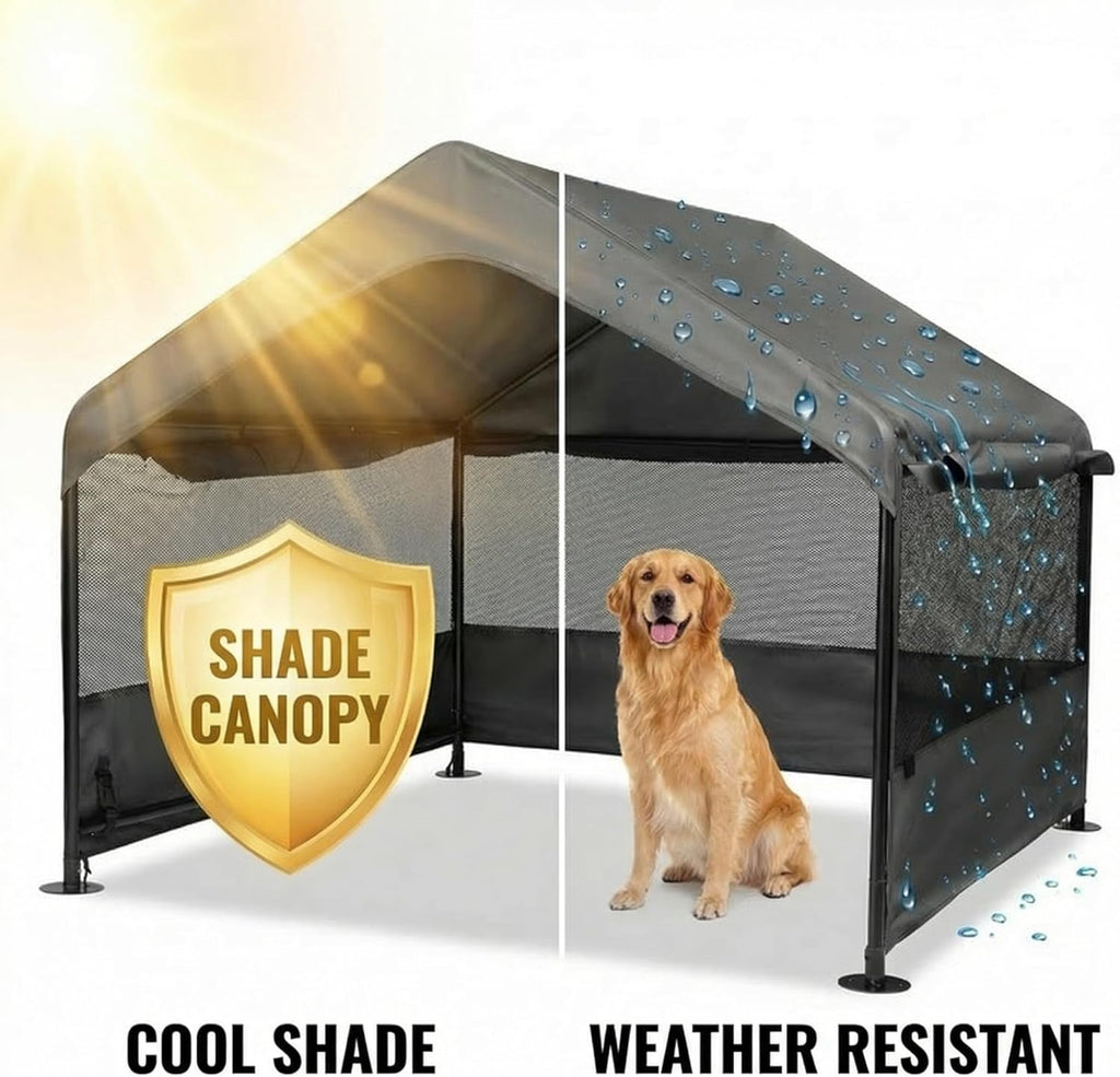 Outdoor Dog Tent, 4'x4'x3' Dog House Shade Shelter for Large Medium Pets