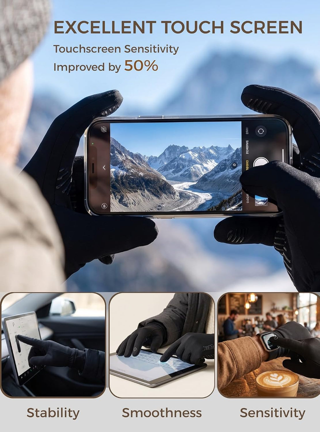 Winter Gloves Men Women: Soft Thermal Touch Screen Running Gloves