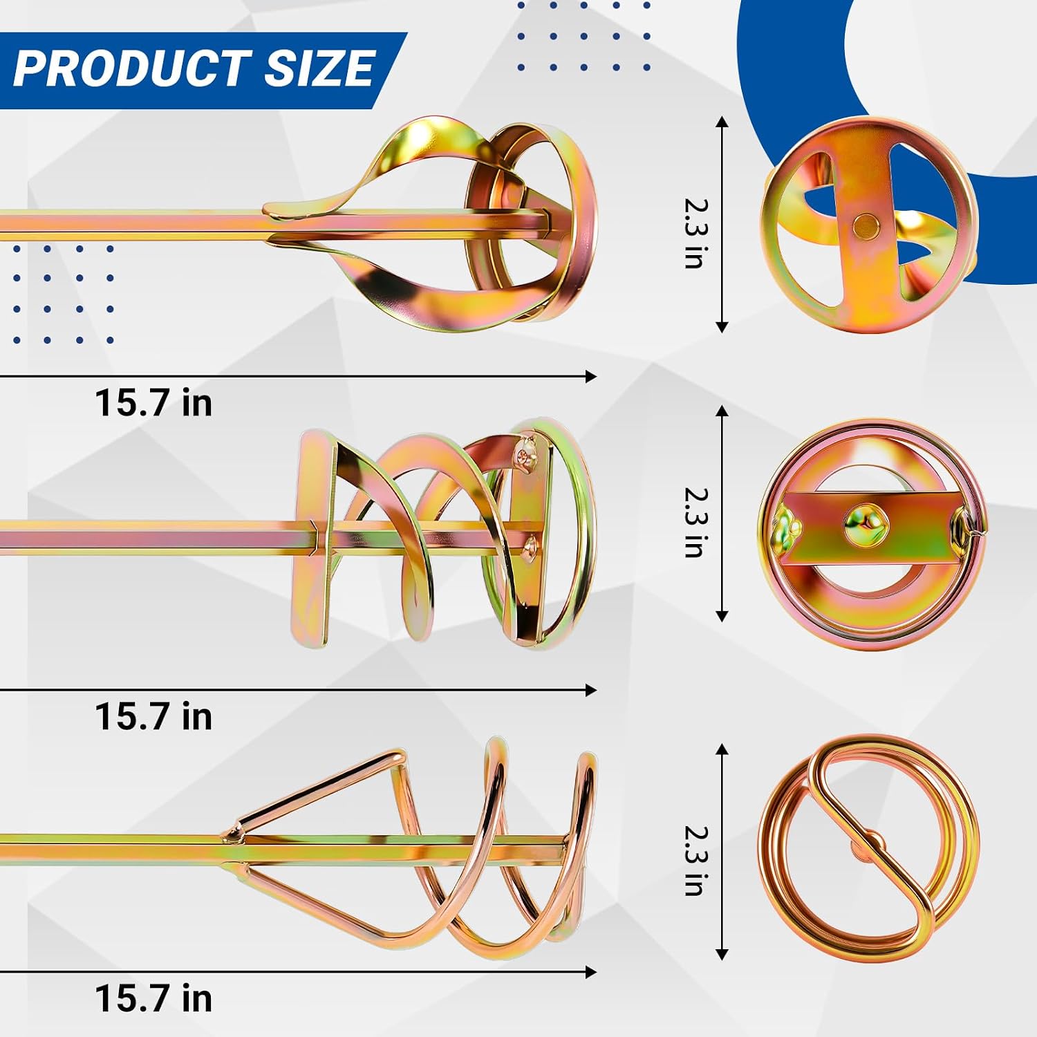 MorningRo 3 Pack Paint Mixer for Drill, Concrete Cement Mixer, Gold