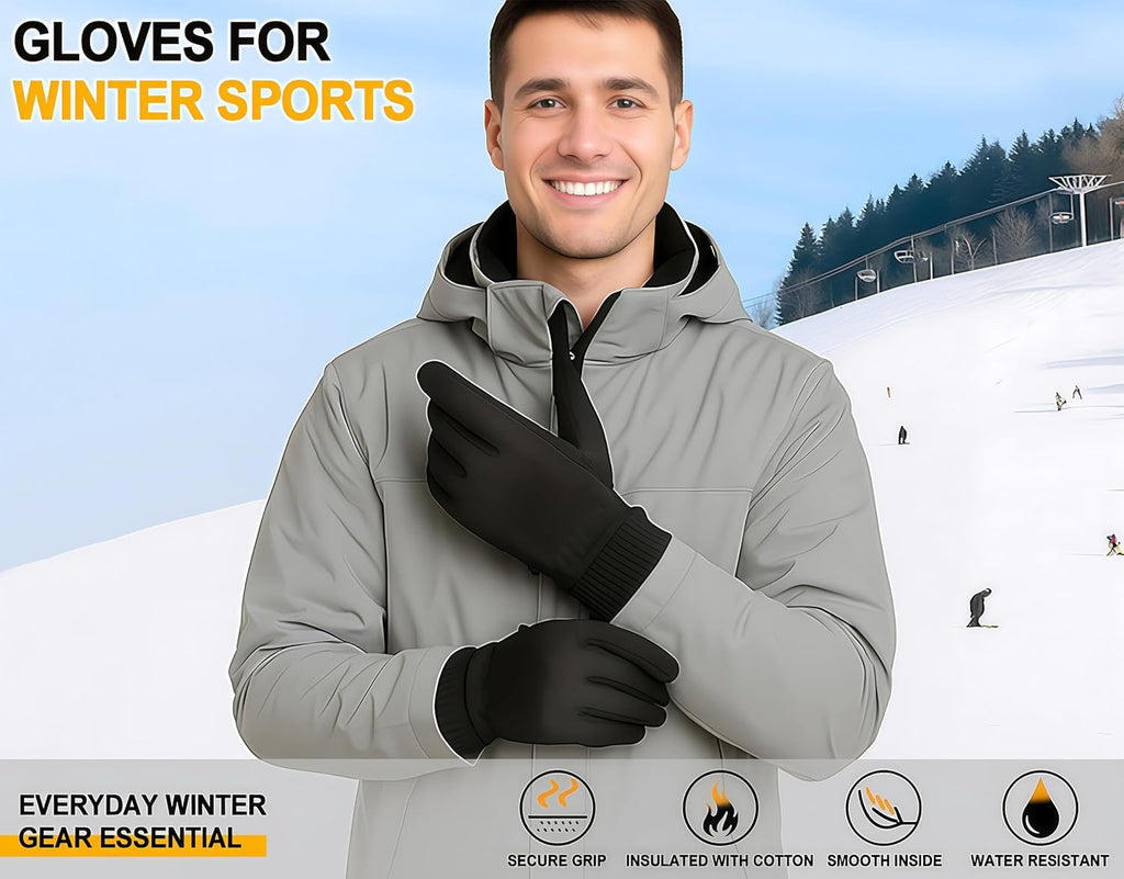 Waterproof Winter Gloves with Cotton Layer and Soft Smooth Lining