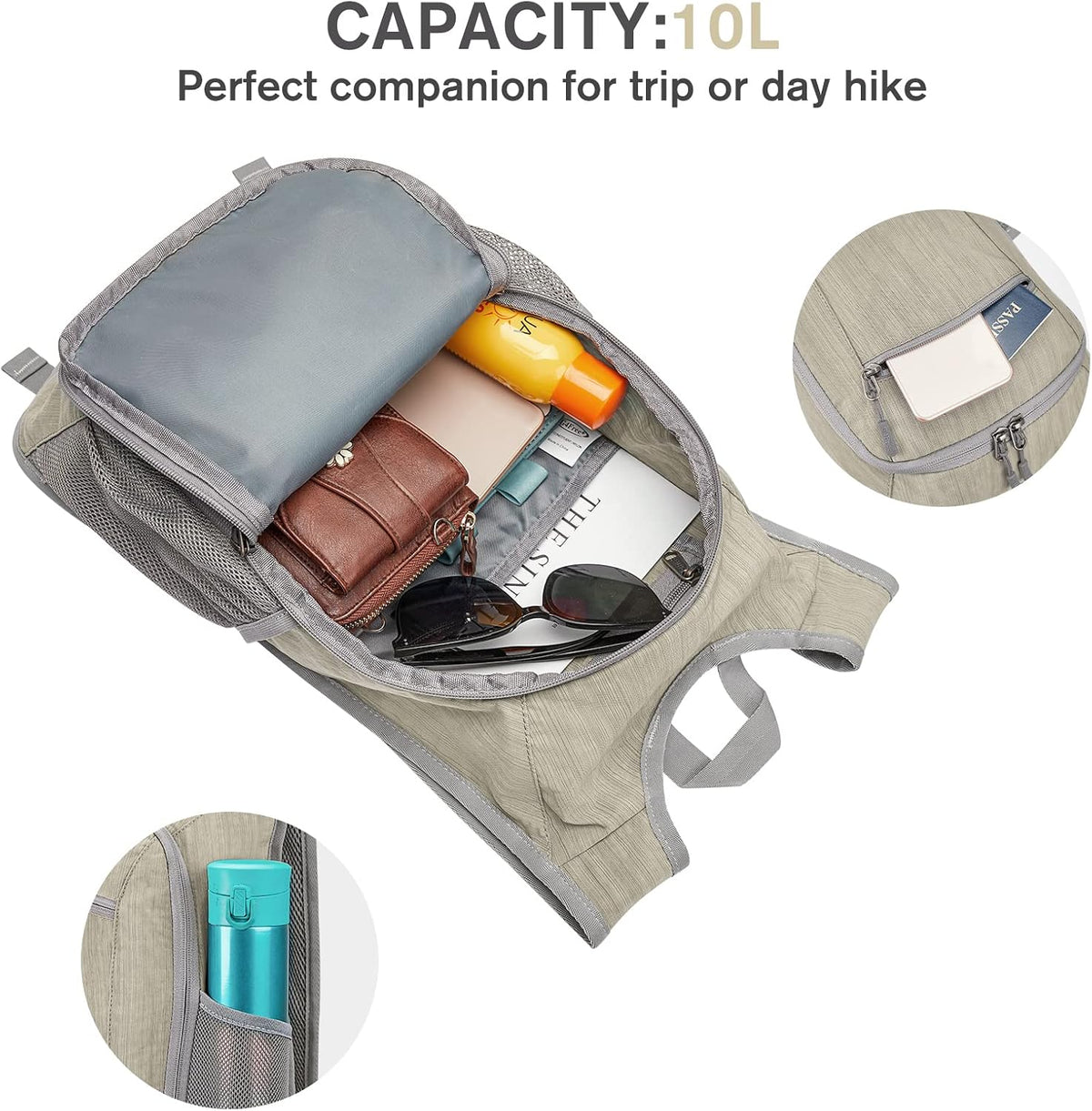 G4Free 10L/15L Hiking Backpack Lightweight Packable Hiking Daypack Small Travel Outdoor Foldable Shoulder Bag