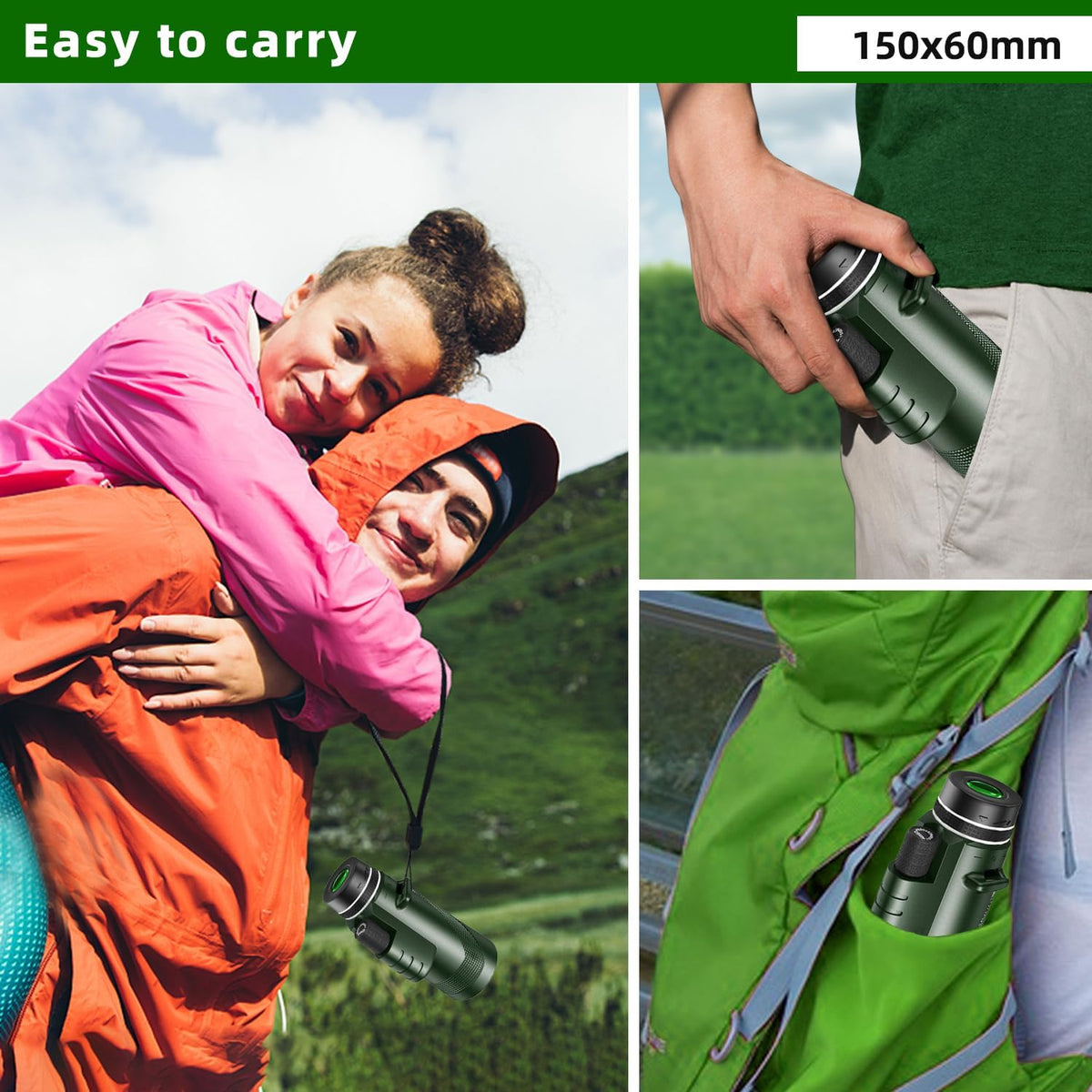 40X60 High Power Monocular Telescope with Tripod & Phone Adapter, HD Low Light Vision for Adults, Perfect for Wildlife Watching, Hiking, Camping and Sporting Events