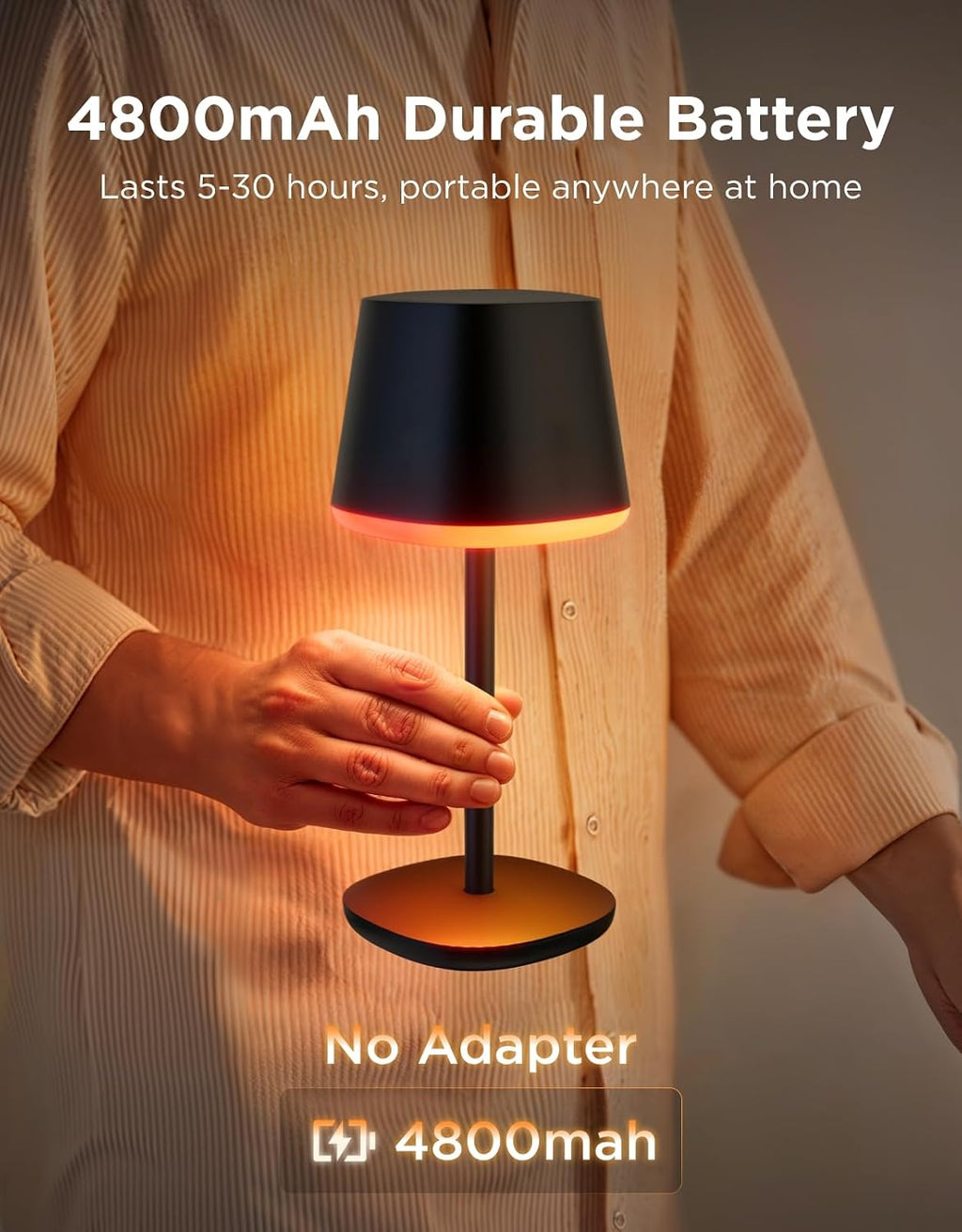 Govee Smart Cordless Table Lamp Classic (No Adapter), RGBIC Desk Lamp