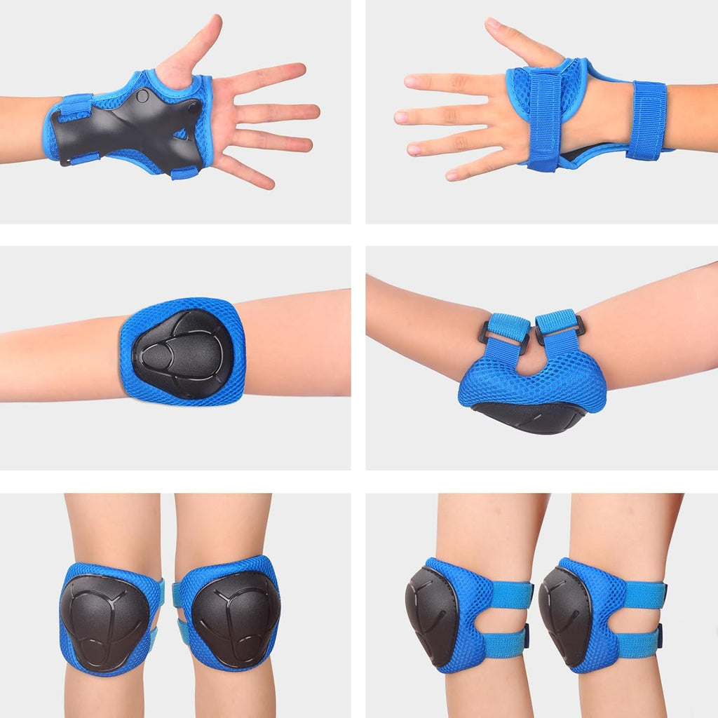 Kids/Youth Knee Pads and Elbow Pads Set with Wrist Guard 3 in 1 Kids Protective Gear Set for 3-14 Years for Skateboarding, Skiing, Cycling, BMX Biking, Running, Scooter