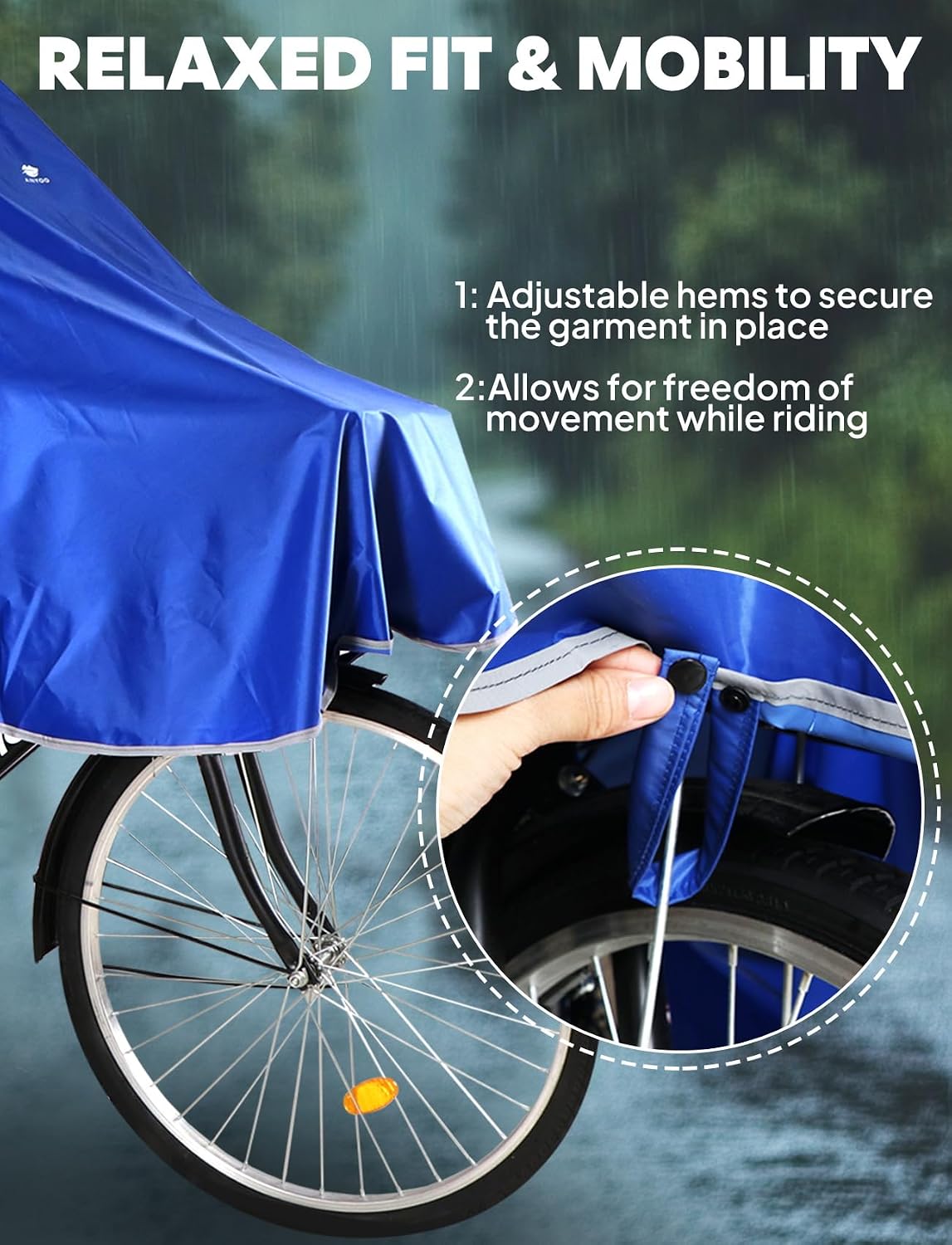 ANYOO Waterproof Rain Poncho Bike Bicycle Rain Capes Lightweight for Adults