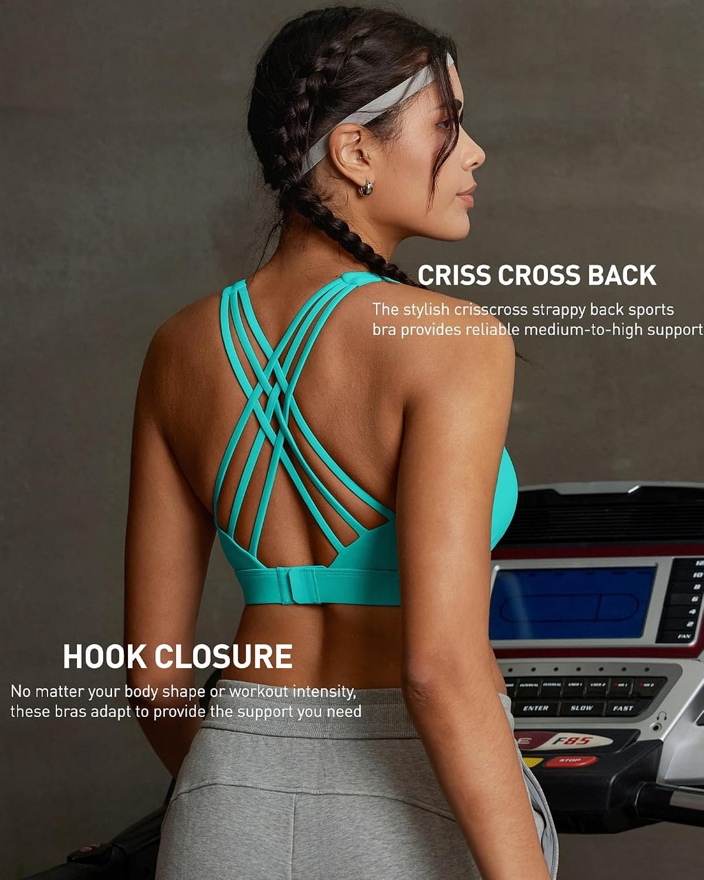 RUNNING GIRL Sports Bras for Women,Crisscross Back High Impact Sports Bra with Hook Closure Workout Supportive Bra