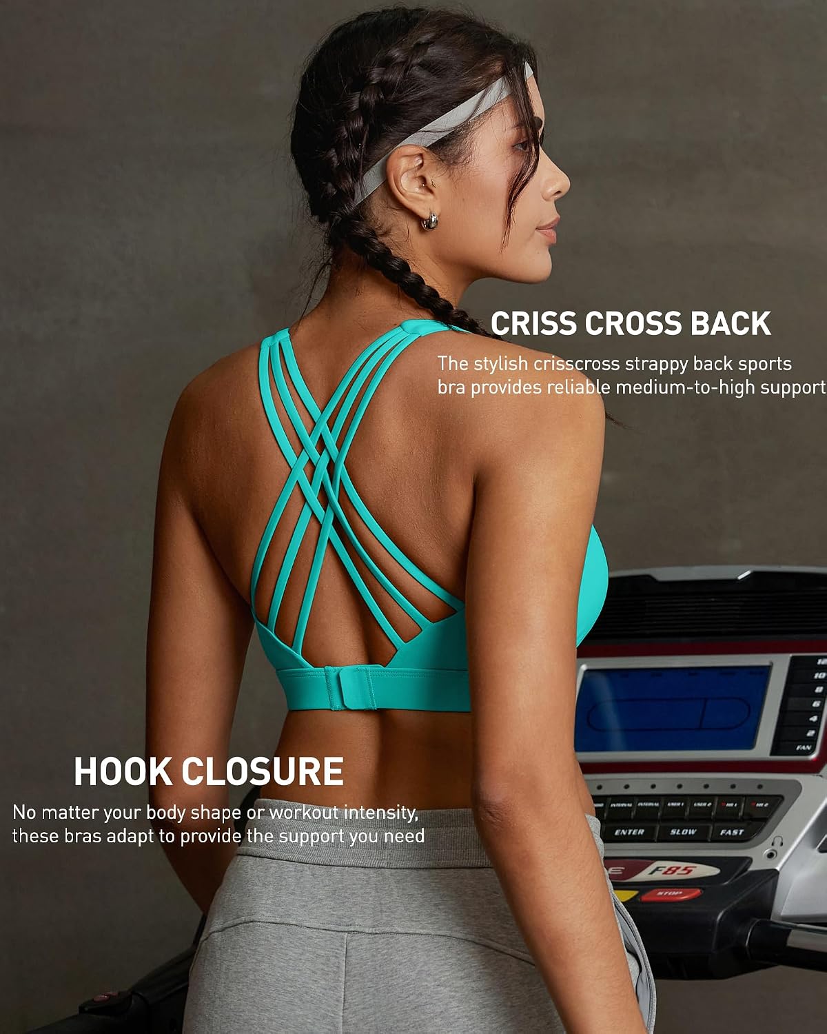 RUNNING GIRL Sports Bras for Women,Crisscross Back High Impact Sports Bra with Hook Closure Workout Supportive Bra