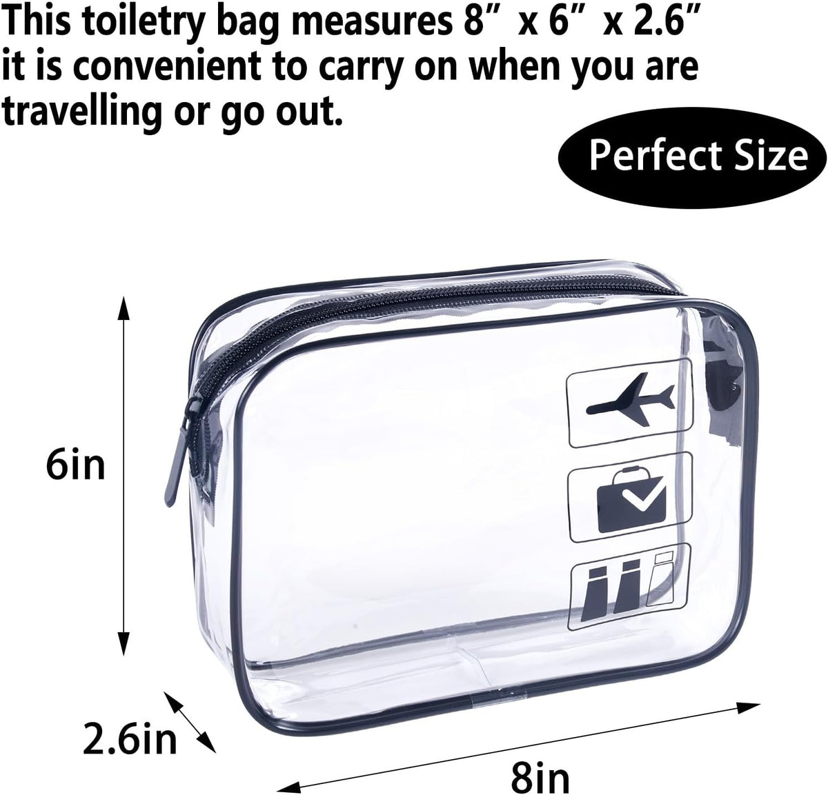 Clear Makeup Bags TSA Approved Toiletry Bag-6Pack