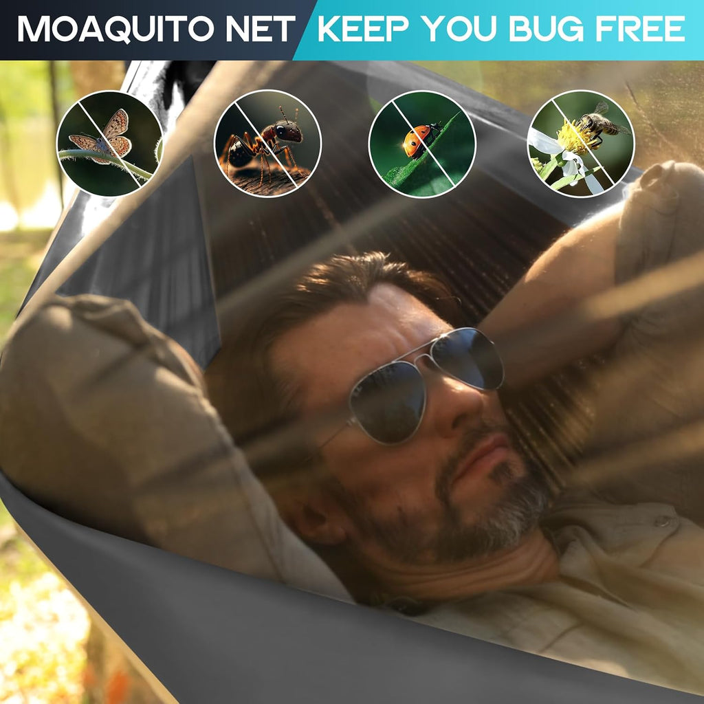 Camping Hammock Mosquito Net,Double & Single Portable Hammocks Hammocks with 2 Tree Straps,Hammock Tent for Travel Camping,Camping Accessories for Indoor Outdoor Hiking Backpacking Backyard Beach