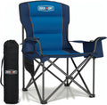 Overmont Oversized Folding Camping Chair - 450lbs Support with Padded Cushion Cooler Pockets - Heavy Duty Collapsible Chairs for Sports Garden Beach Fishing Blue